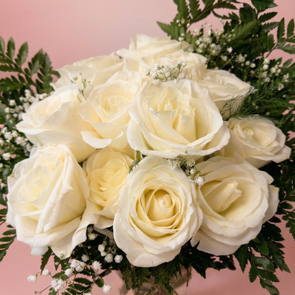 Classic White Roses Bouquet x12 (vase not included)