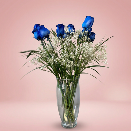 Indigo Blue Rose Bouquet x12 (vase not included)