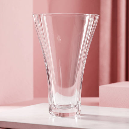 Elegant Fluted Clear Glass Vase