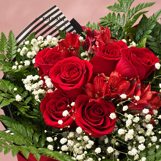 Classic Red Premium Long Stemmed Rose Bouquet x12 (vase not included)